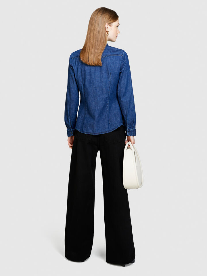 Camicia di jeans slim fit - camicie da donna - Blu Scuro | Sisley image number 3